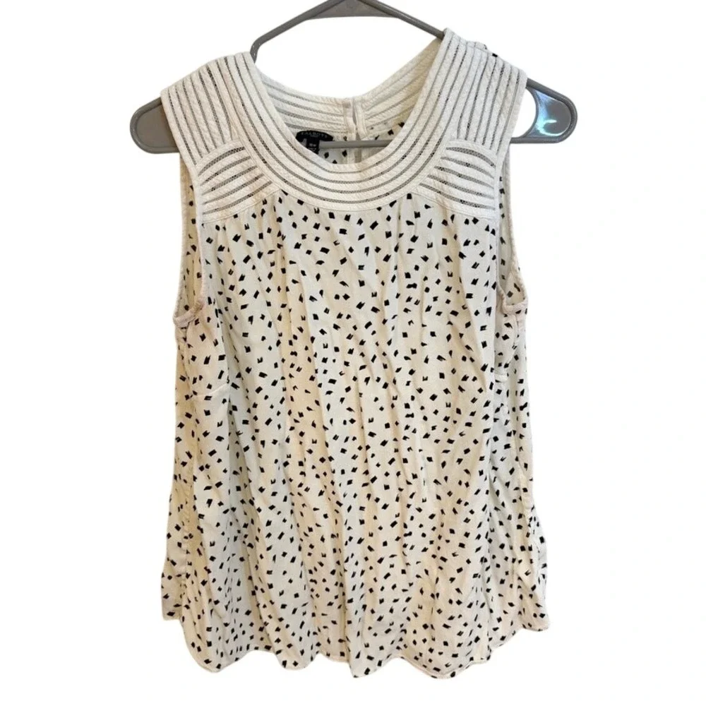 Talbots Woman16W Ivory & Black Sleeveless Textured Yoke Blouse Workwear - Picture 1 of 7